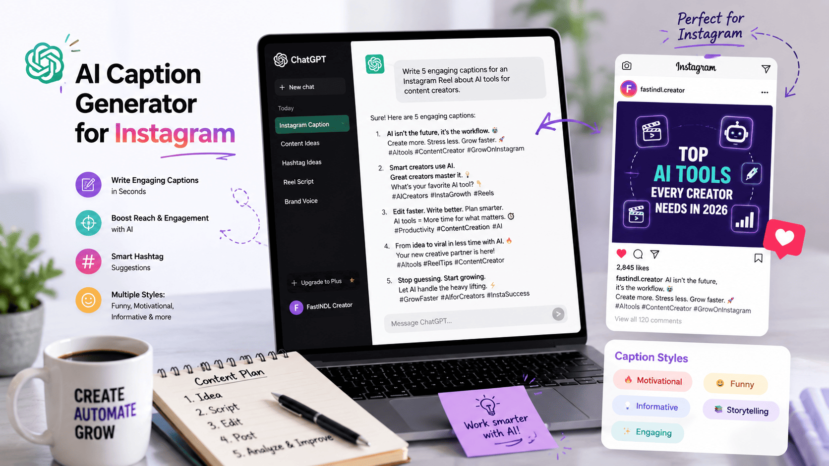 ChatGPT AI caption generator for Instagram creators